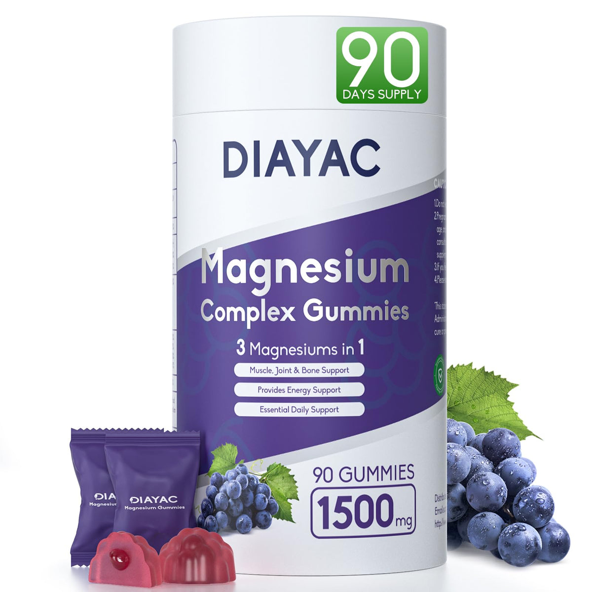 Gommes DIAYAC au magnésium en bouteille de 90, pratique pour l'utilisation quotidienne.