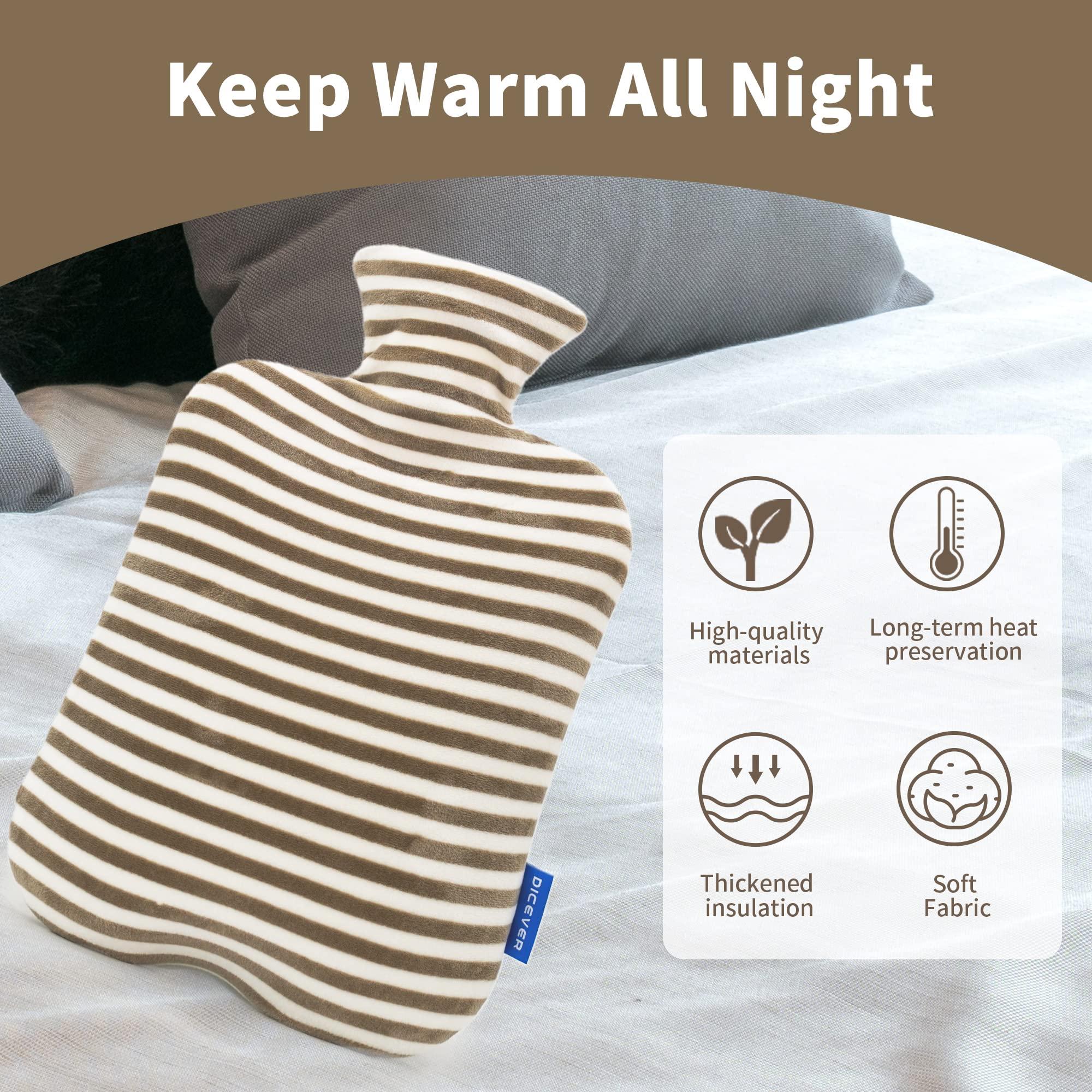 Bouillotte DICEVER avec motif extérieur durable et isolation améliorée.