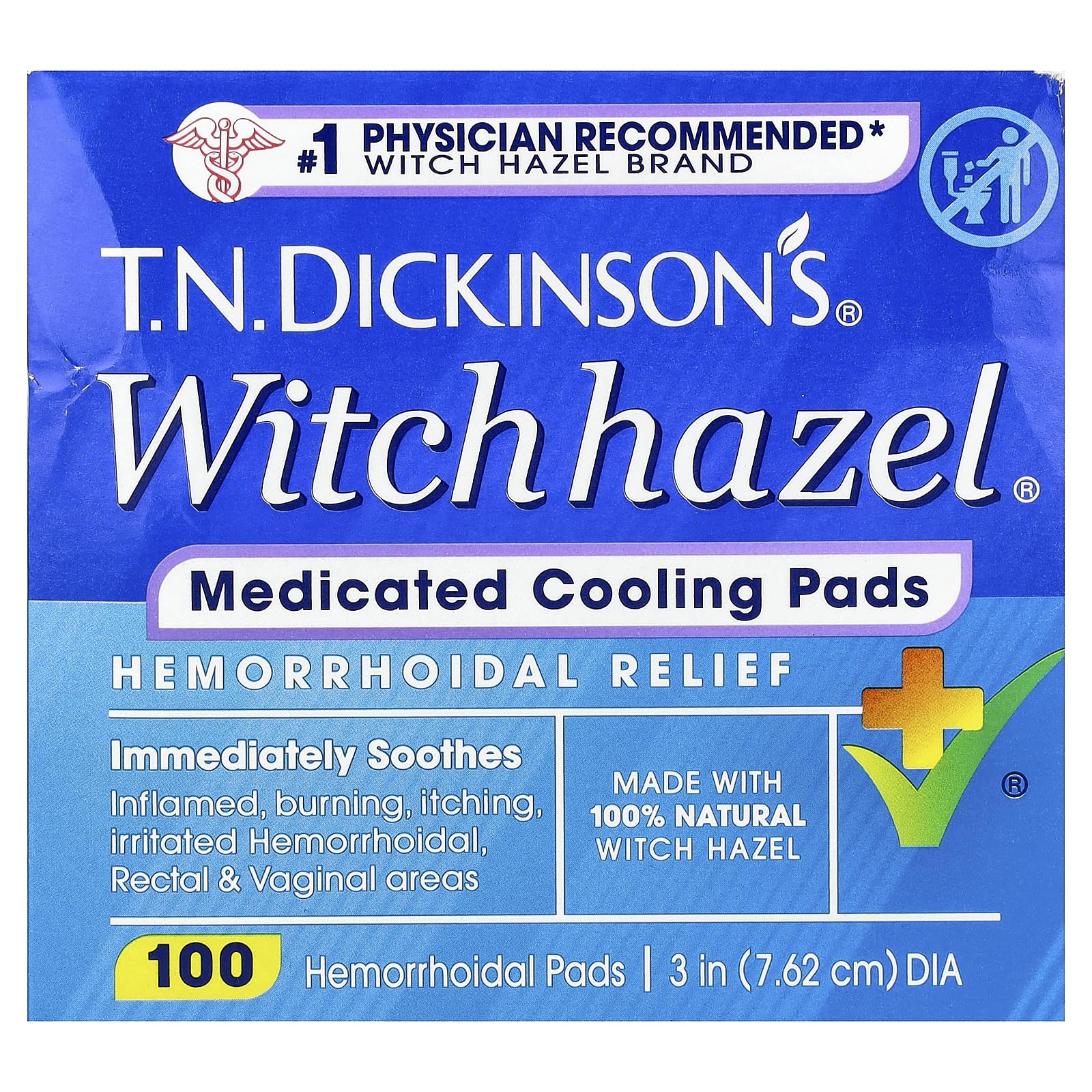 Dickinson's tampons hémorroïdaires – hamamélis pour rafraîchir et apaiser.