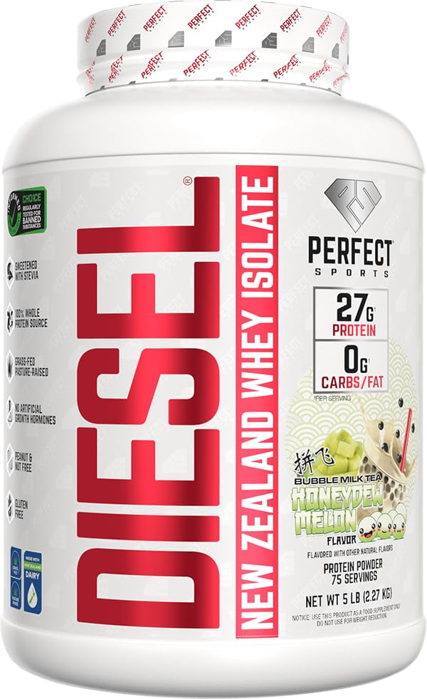 Diesel Whey Isolate: poudre goût Honeydew Melon Bubble Milk Tea.