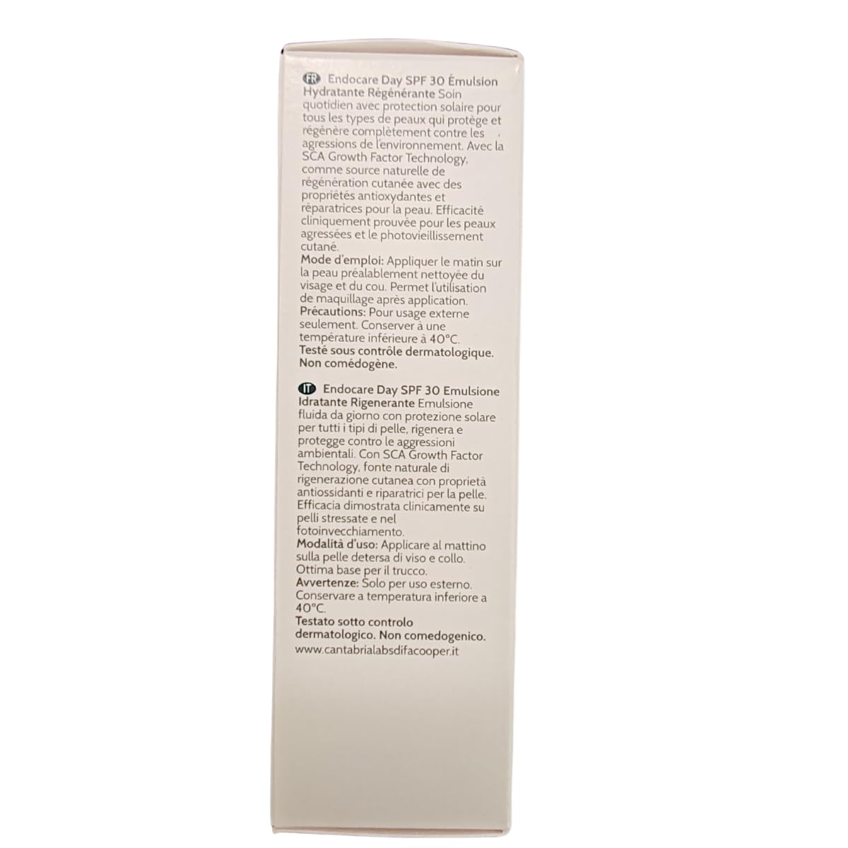 DIFA COOPER Endocare Jour SPF30 – pompe doseuse facilitant l'application quotidienne.