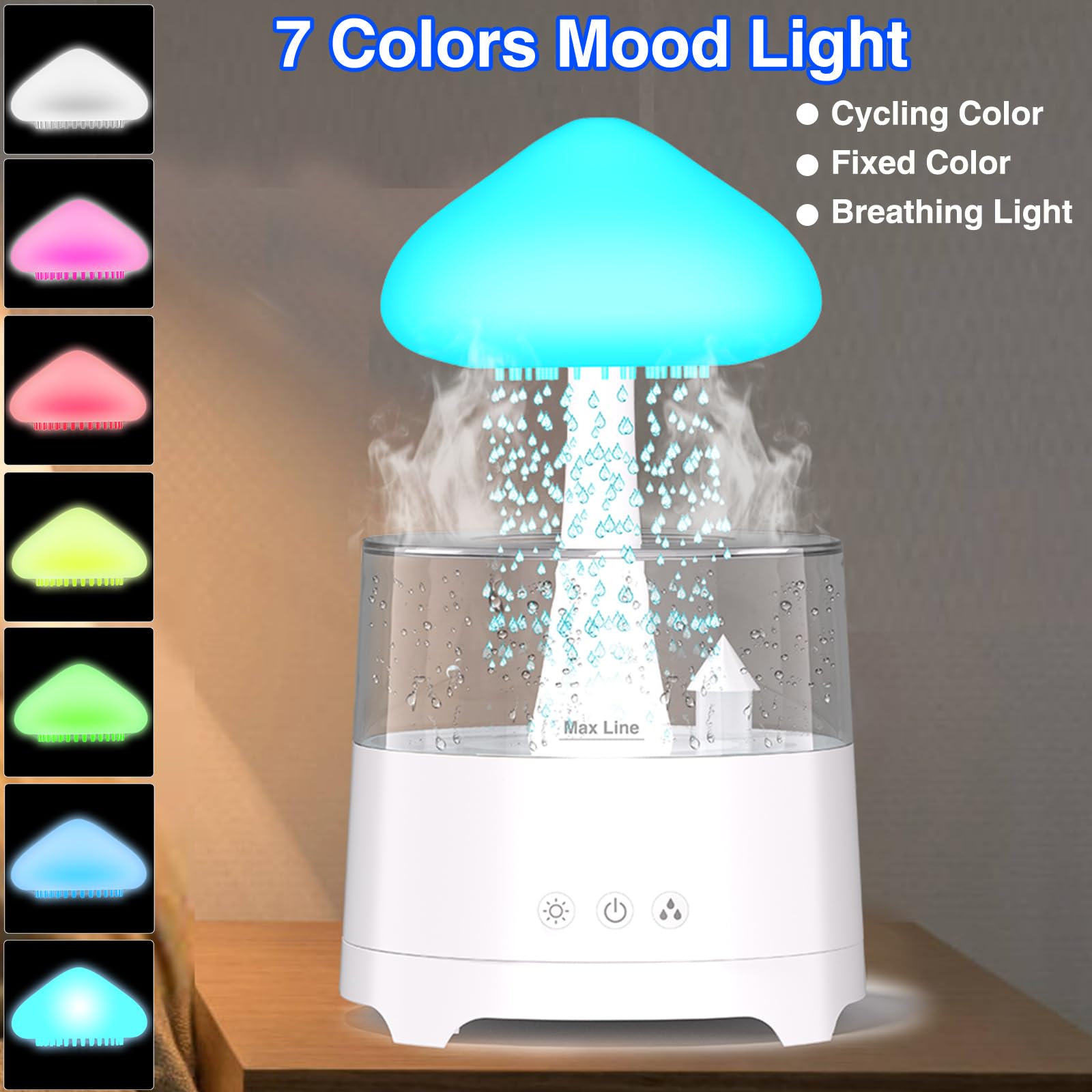 Diffuserlove Rain, mode respiration lumineuse pour détente visuelle.