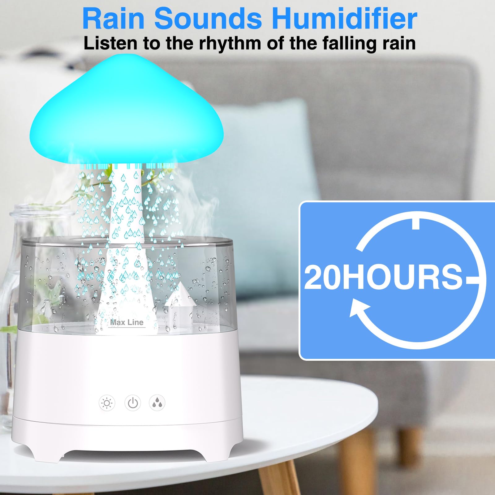 Diffuserlove Rain, télécommande: contrôle facile de minuterie et lumière.
