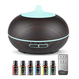 Diffuseur huiles essentielles 550ml avec ensemble de 6 huiles pour une ambiance durable.