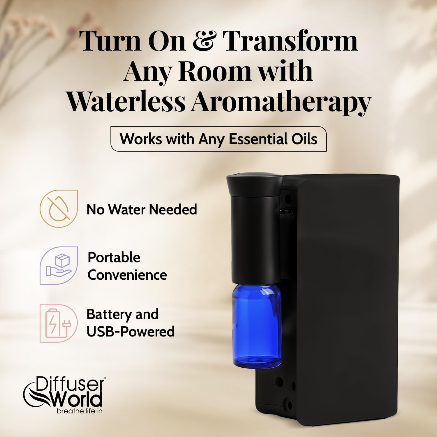 DIFFUSER WORLD Technologie Atomisante, diffusion d'huiles sans eau