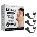 Difiney ouverture nasale interne avec pont en acier pliable, ajustement personnalisé et respiration fluide.