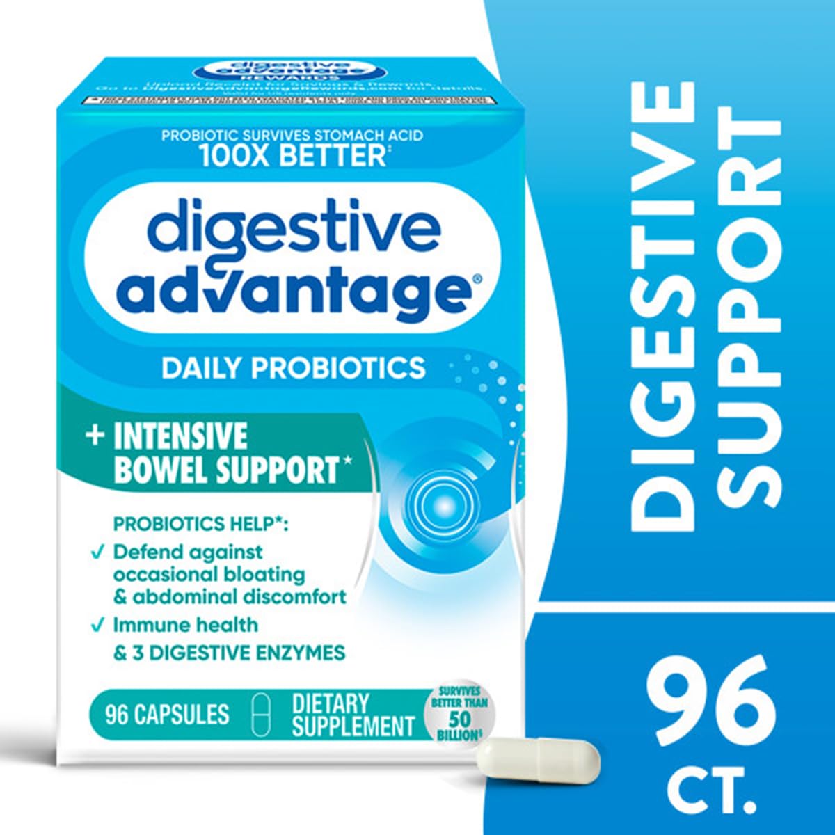 Digestive Advantage Probiotiques Daily Capsules – soutien quotidien pour le confort intestinal