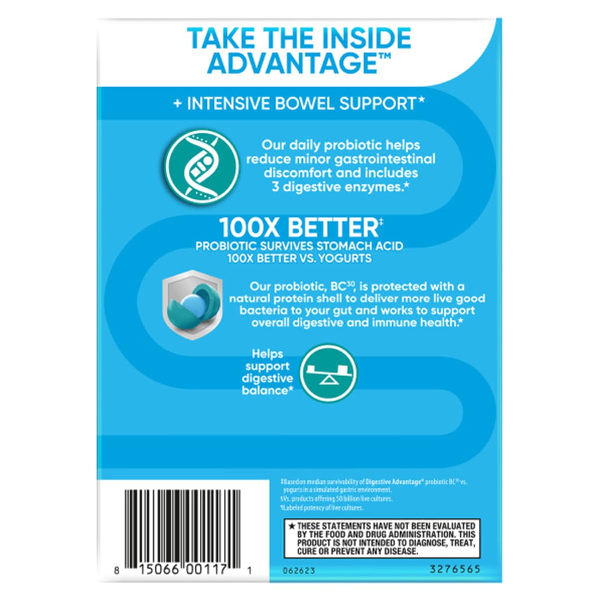 Digestive Advantage Probiotiques Daily Etiquette – étiquette informative et transparente
