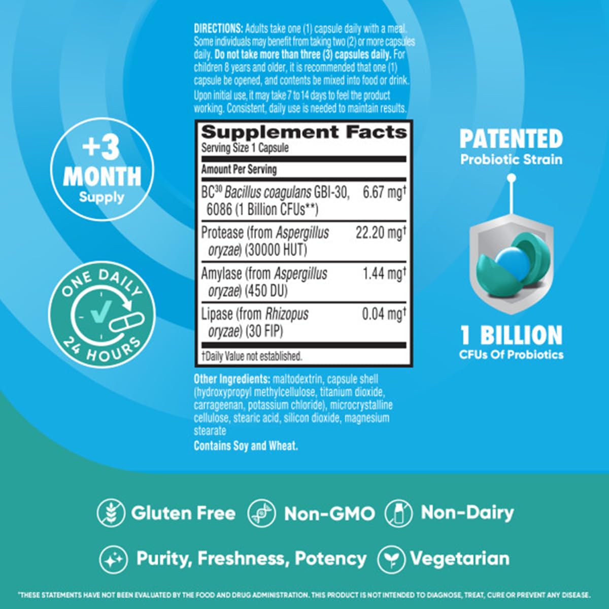 Digestive Advantage Probiotiques Non-GMO Végétariens – ingrédients fiables et étiquette claire