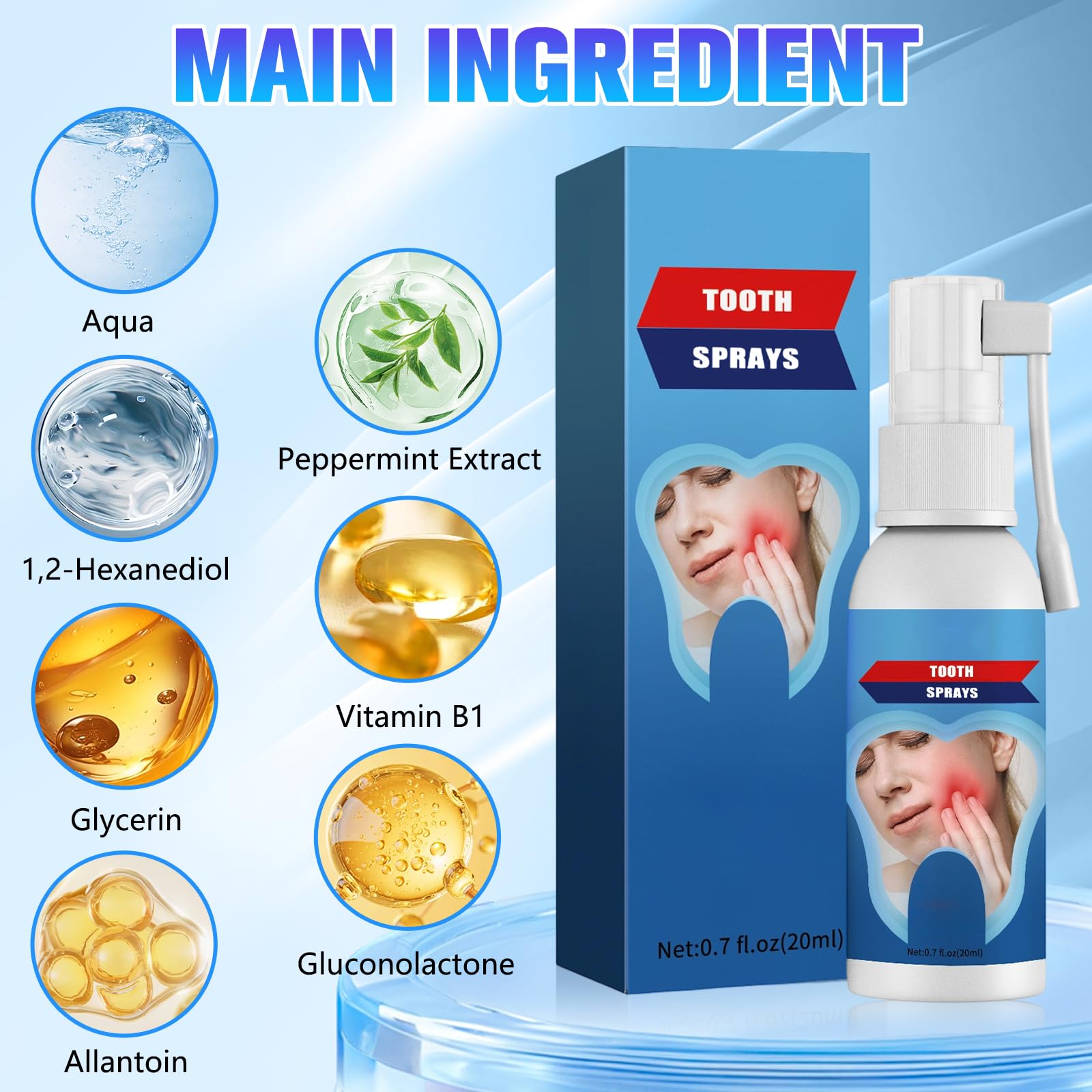 Diinou 2Pack Tooth Relief spray — poche portable, idéal pour une haleine fraîche en voyage