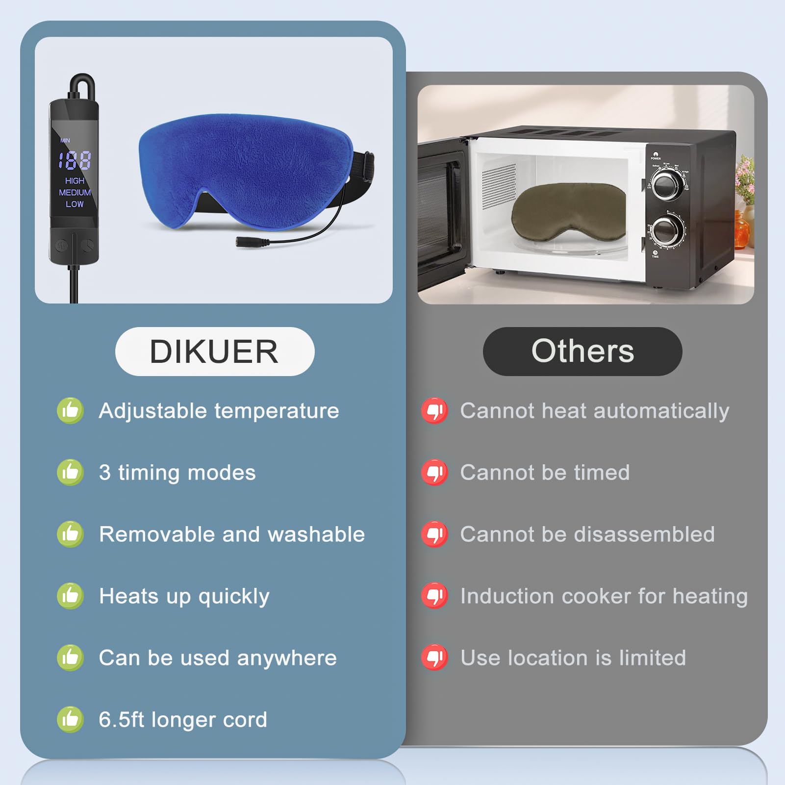 Dikuer masque yeux chauffant emballage soigné, idéal comme cadeau.