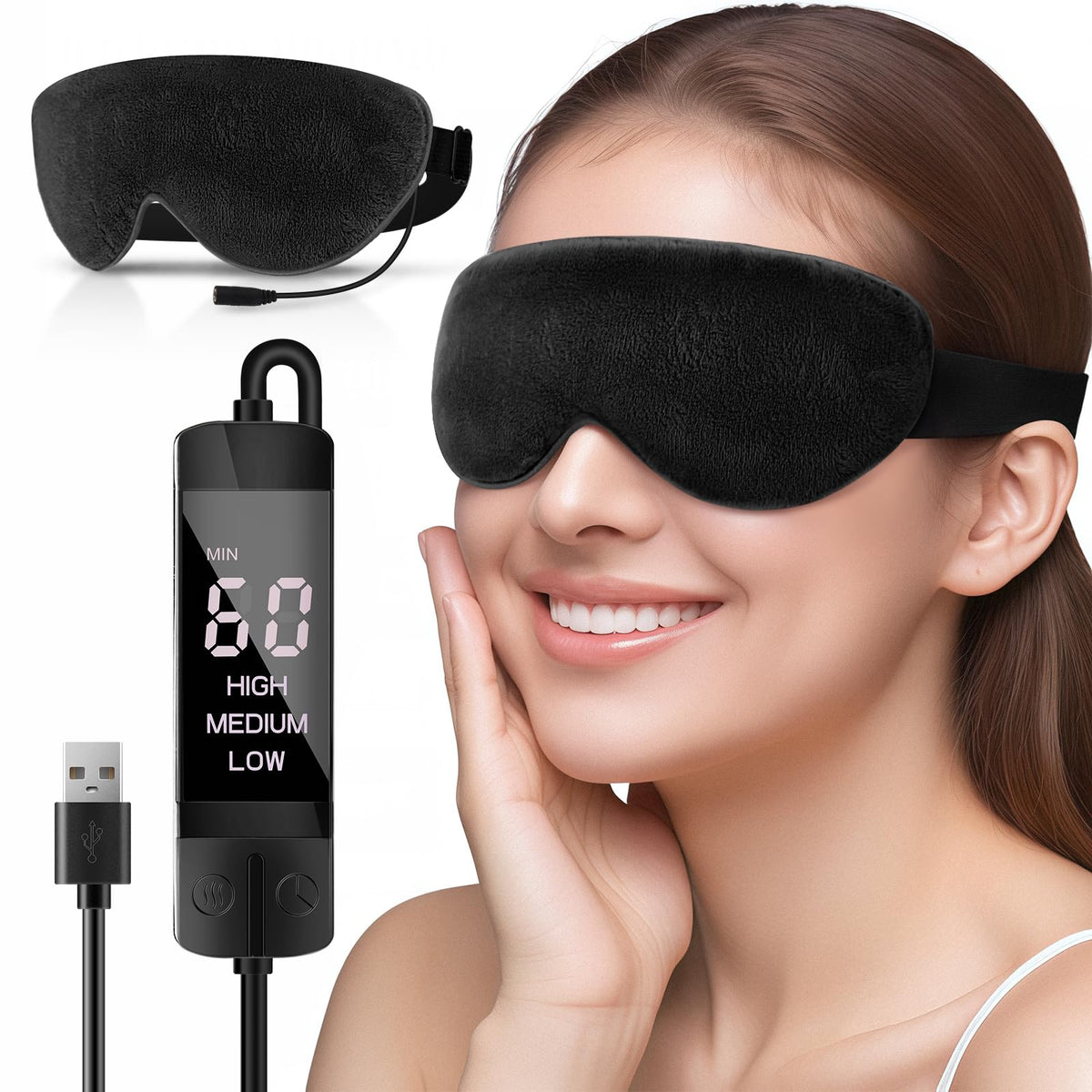 Dikuer masque-yeux-chauffant : rembourrage graines de lin pour chaleur apaisante.