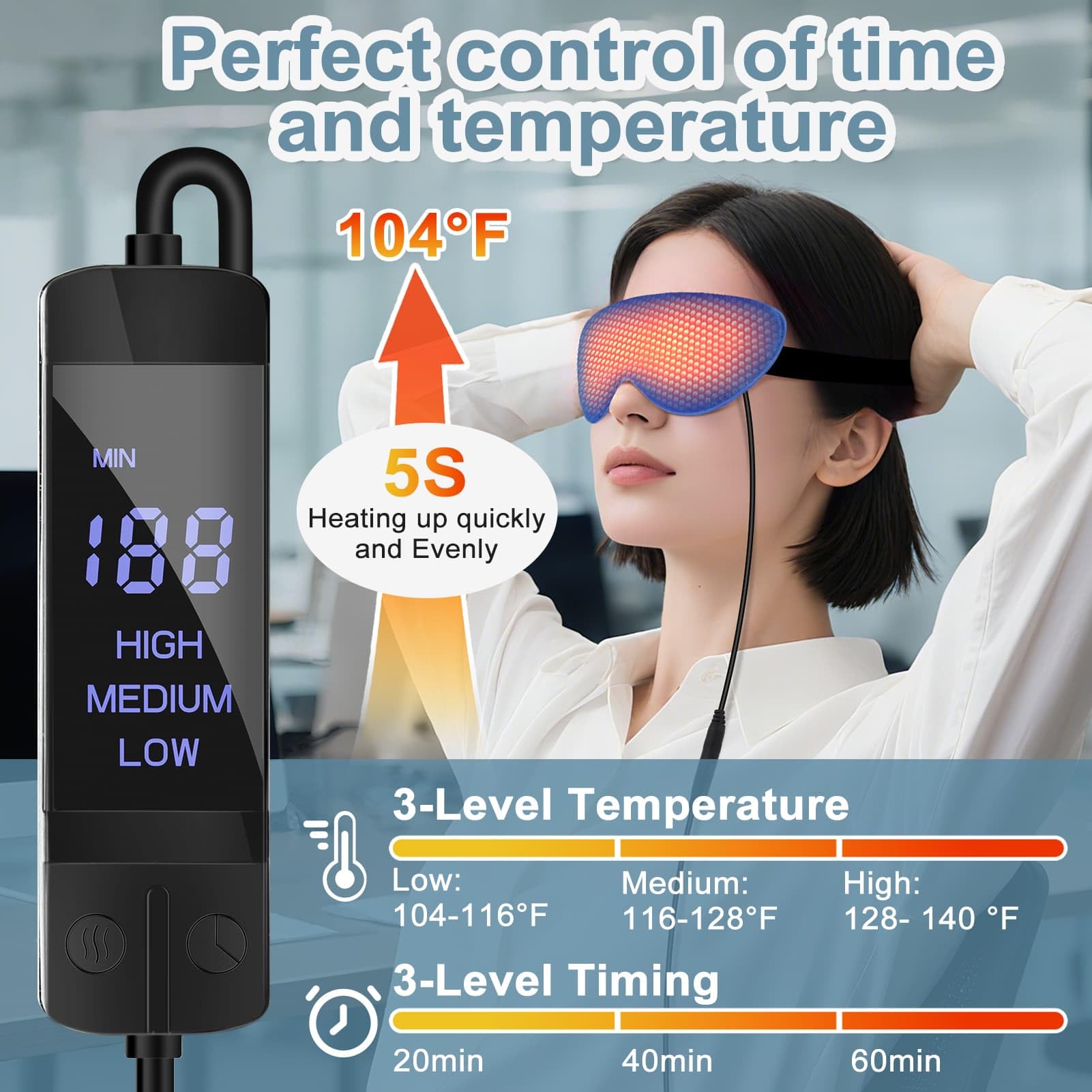Dikuer masque yeux chauffant rembourrage graines de lin pour une chaleur douce et profonde.
