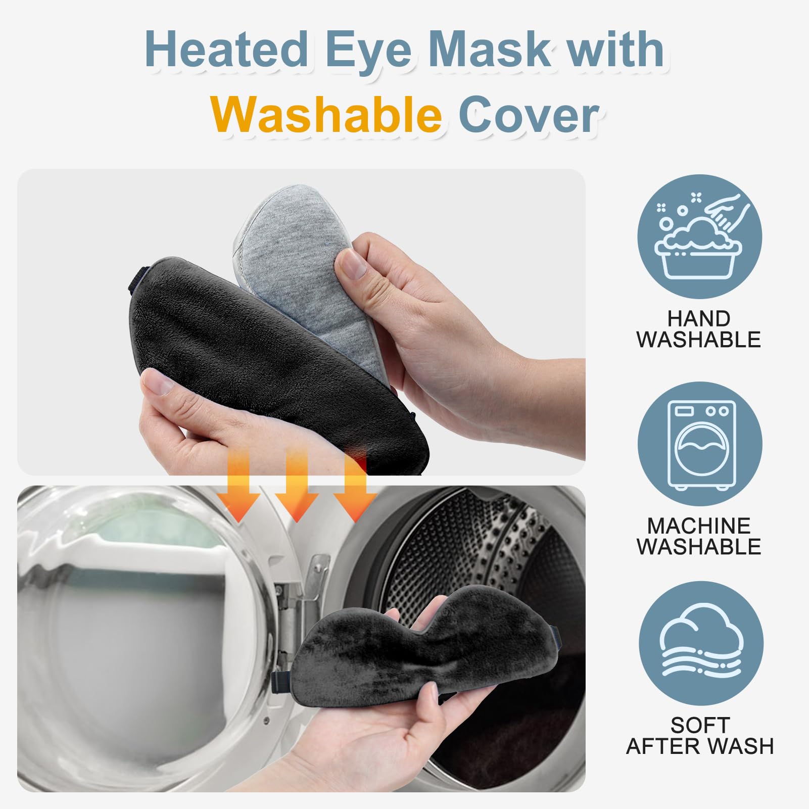 Dikuer masque-yeux-couverture-amovible-lavable: nettoyage facile et hygiène oculaire.