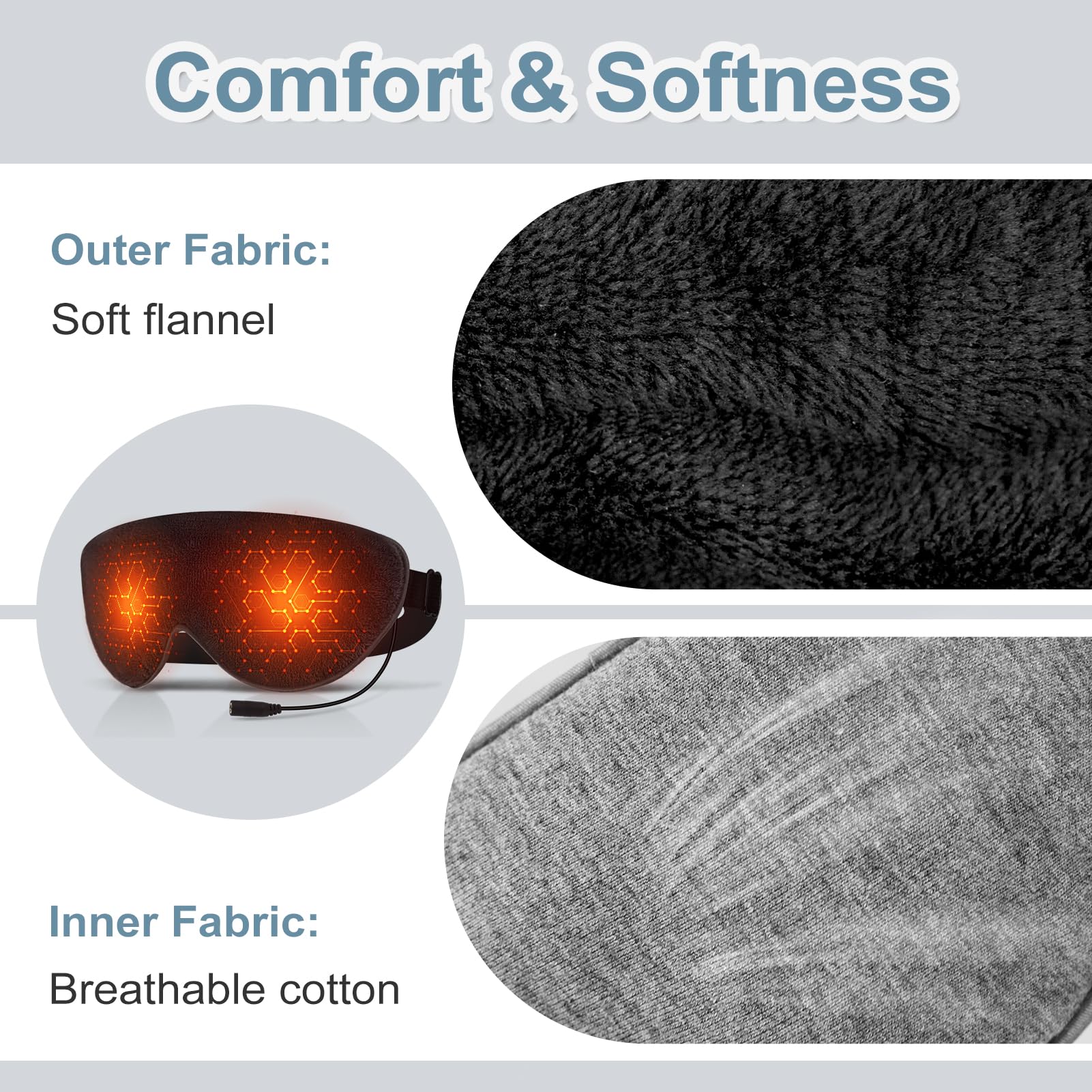 Dikuer masque-yeux-tissu-coton-doux: toucher agréable et sommeil plus paisible.