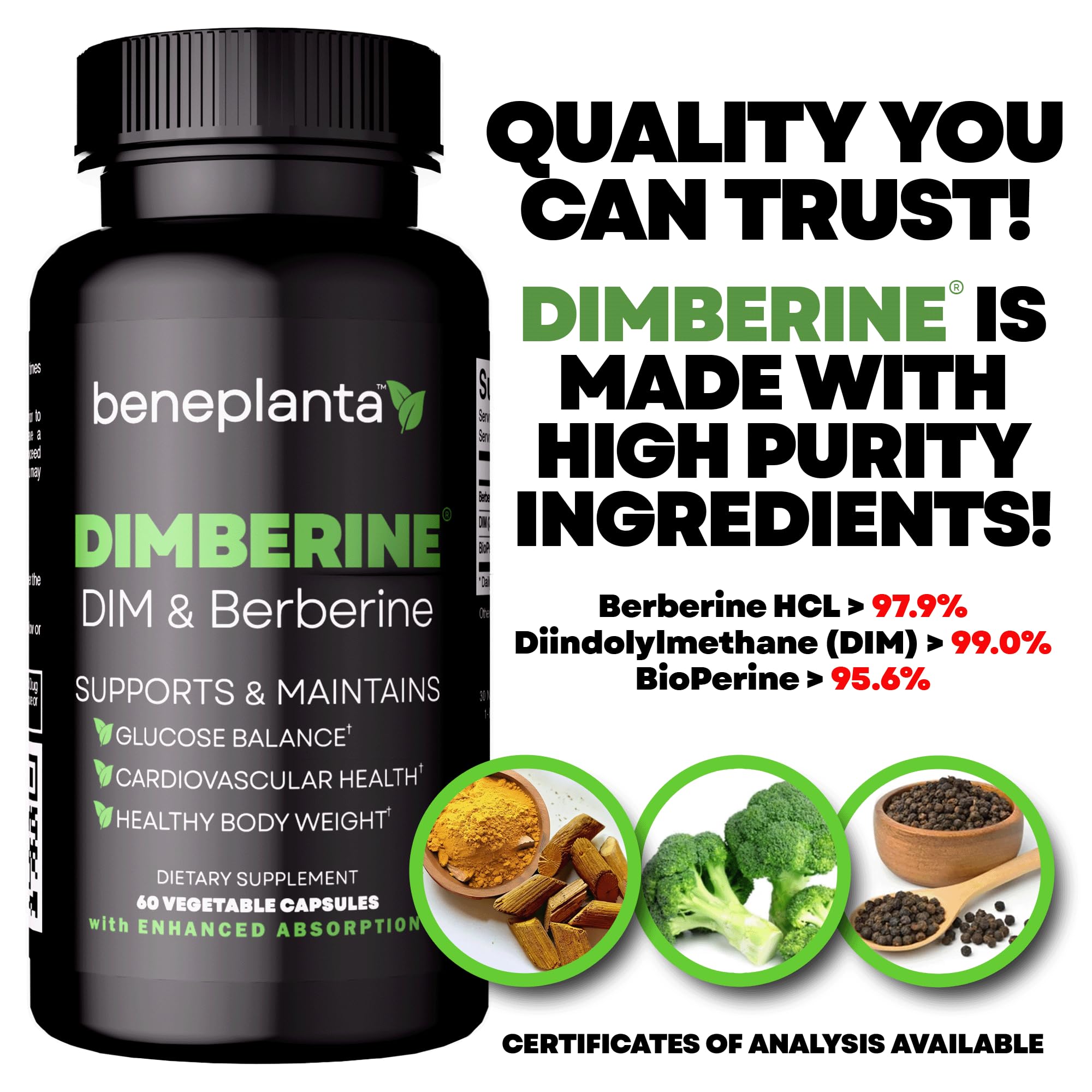 Dimberine : DIM et Berberine—capsules véganes pour un mode de vie actif.