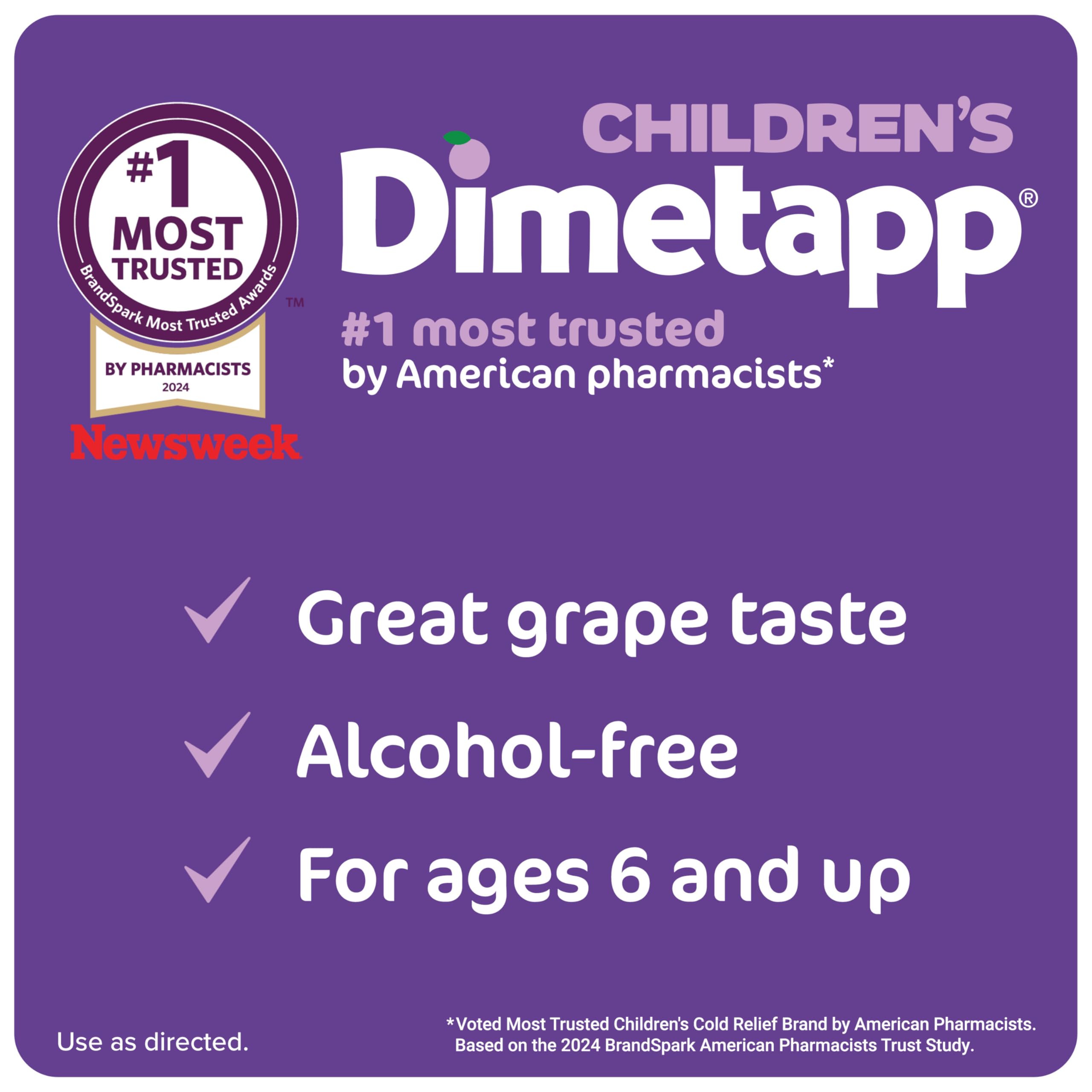 Dimetapp Enfants Gout Raisin – gout apprécié par les enfants.