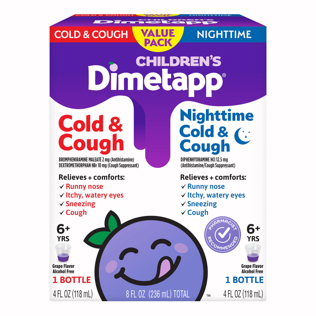 Dimetapp Enfants Pack Economique – emballage Jour et Nuit pour les symptomes infantiles.