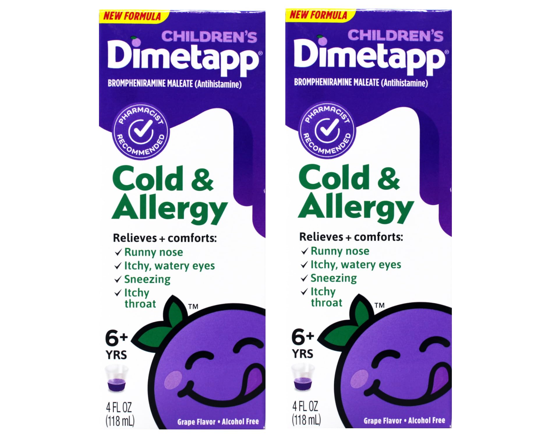 Dimetapp Sirop Enfant Raisins, bouteille prête à apaiser temporairement la respiration nasale.