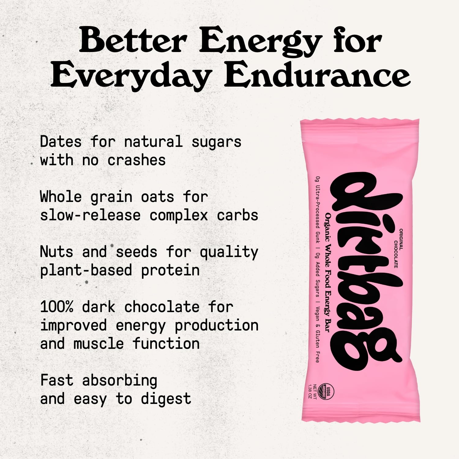 Macros équilibrés Dirtbag Bar pour énergie durable et récupération légère.