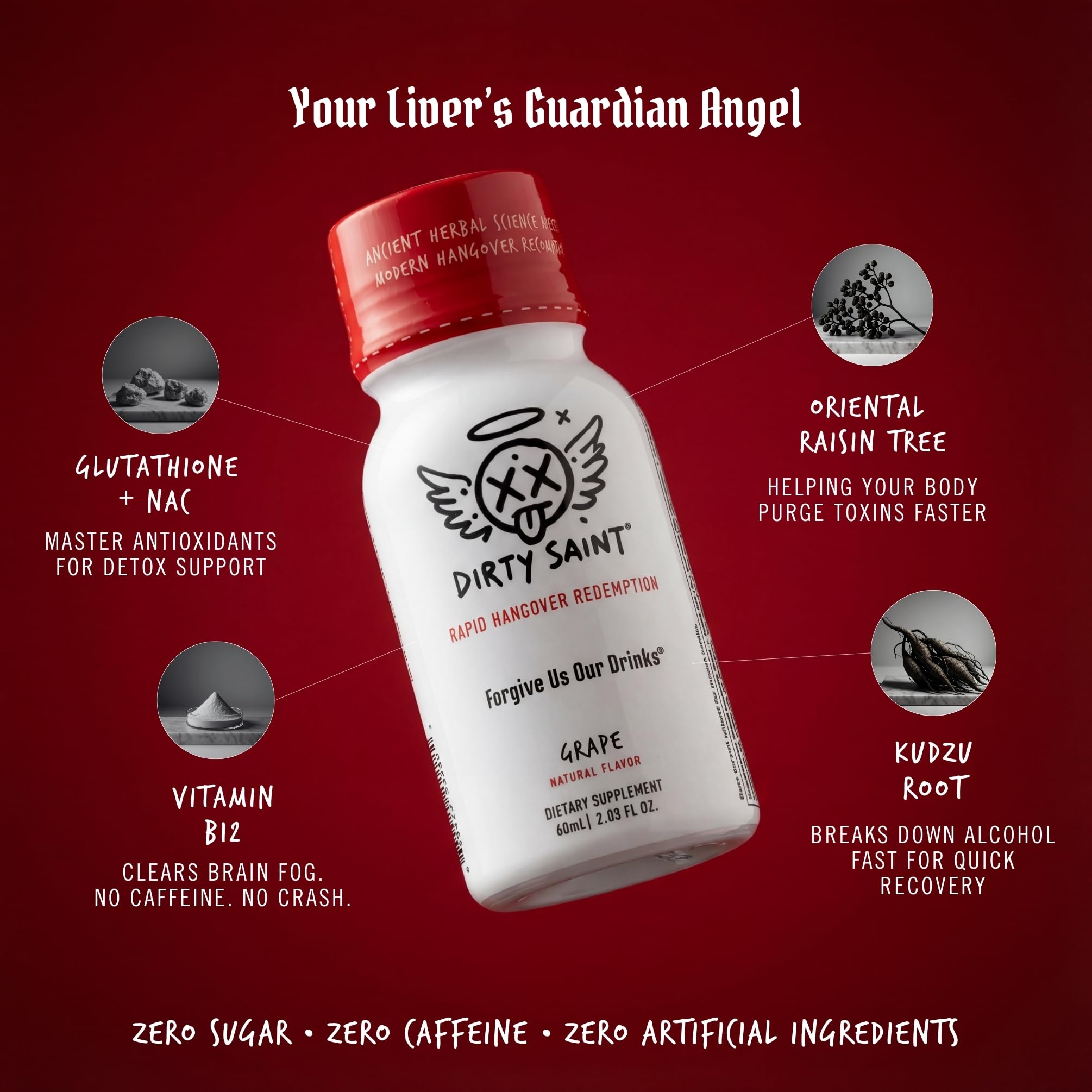 DIRTY SAINT formule principale B12 et NAC – soutien nutritionnel post-fête.