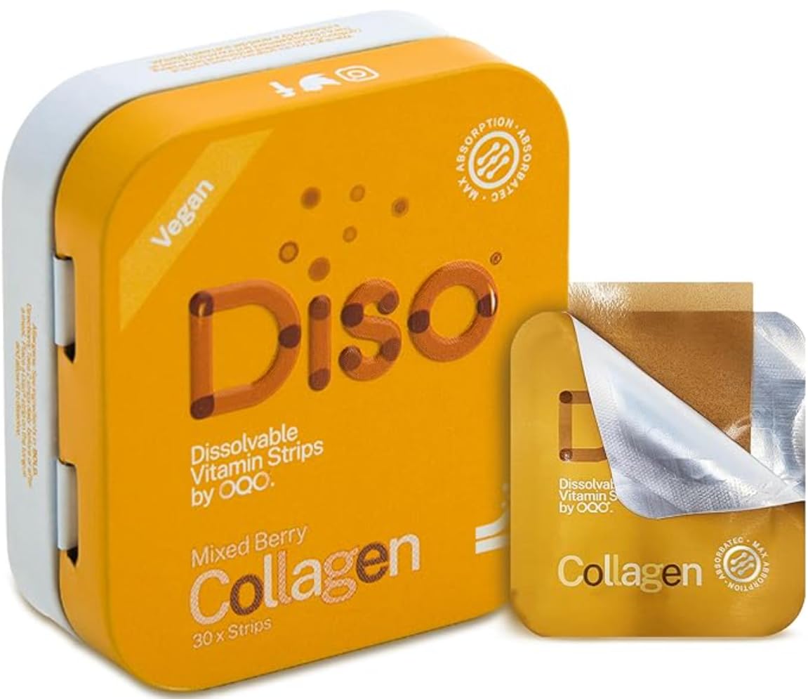 DISO Collagen Boost — bande dissolvante fruits rouges, soutien potentiel à la peau