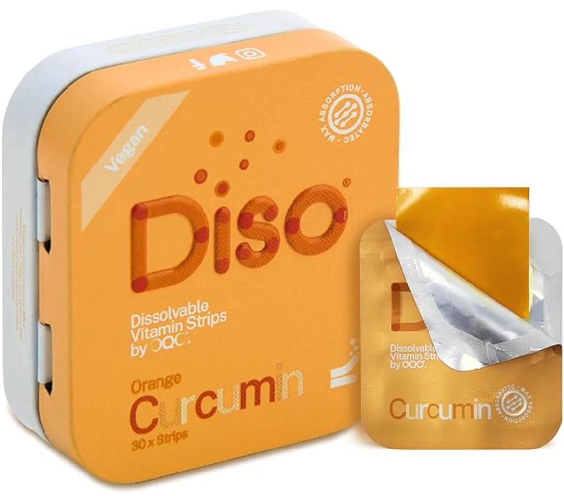 DISO Curcumine – bandelettes dissolvables visibles, dissolution rapide sur la langue.