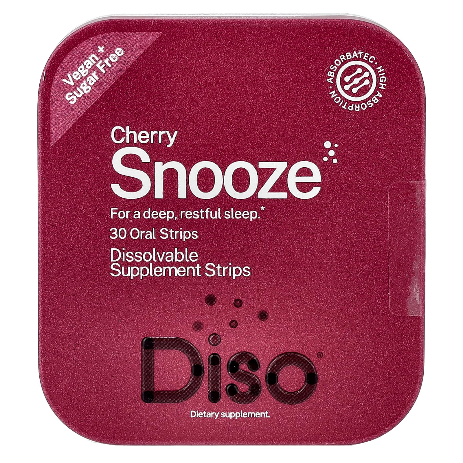 DISO Snooze emballage cerise, pratique et prêt à emporter pour le soir.