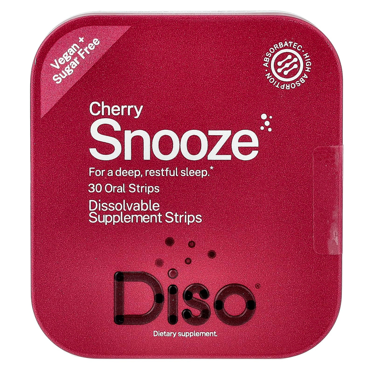 DISO Snooze emballage cerise, pratique et prêt à emporter pour le soir.