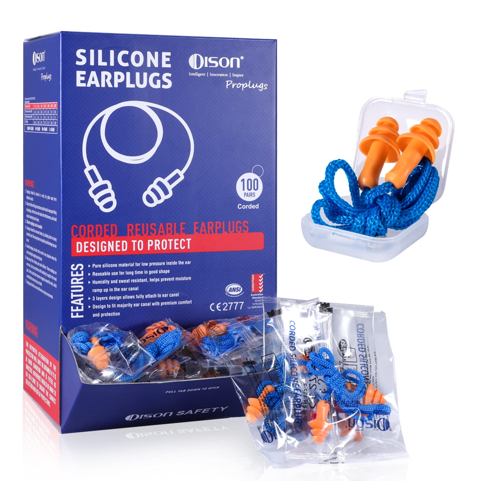 Dison bouchons d’oreille en silicone, emballage individuel pratique et hygiénique