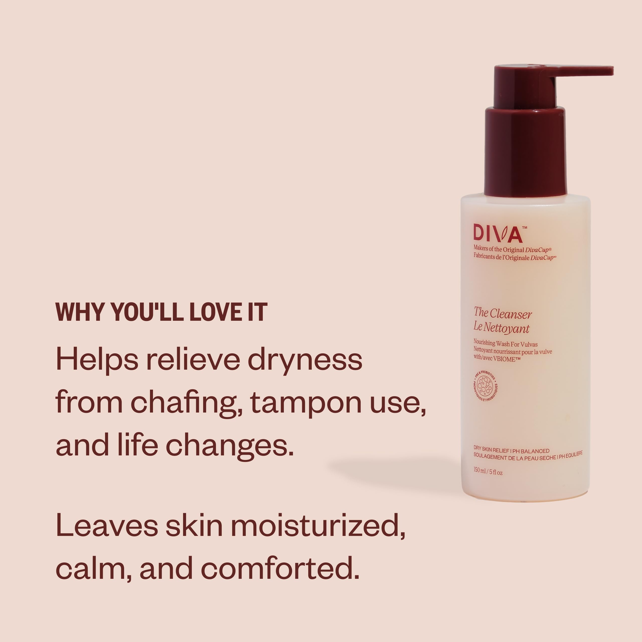 DIVA Cleanser formulation végétale sans parfum adaptée à tous les types de peau.