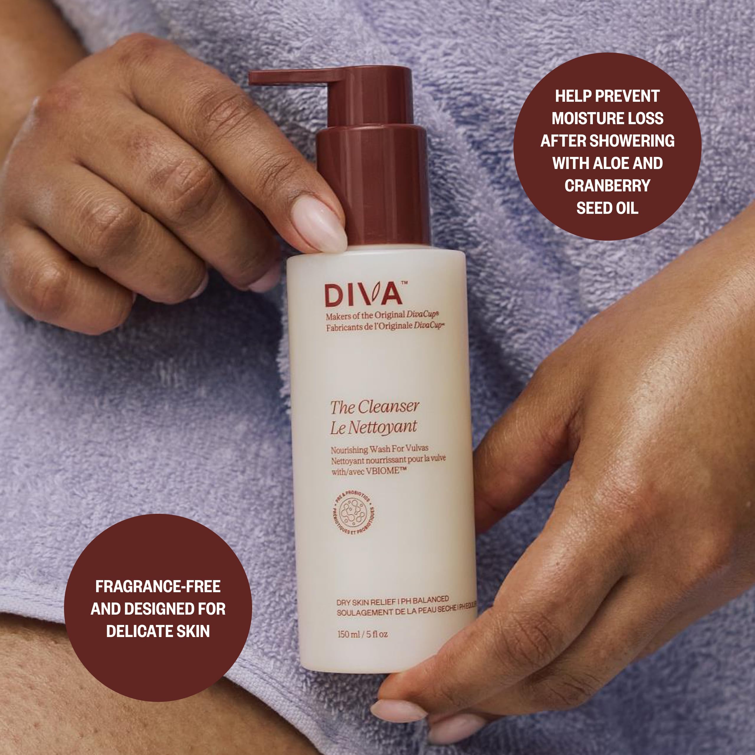 DIVA Cleanser sans parfum, sensation fraîche sans irritation.