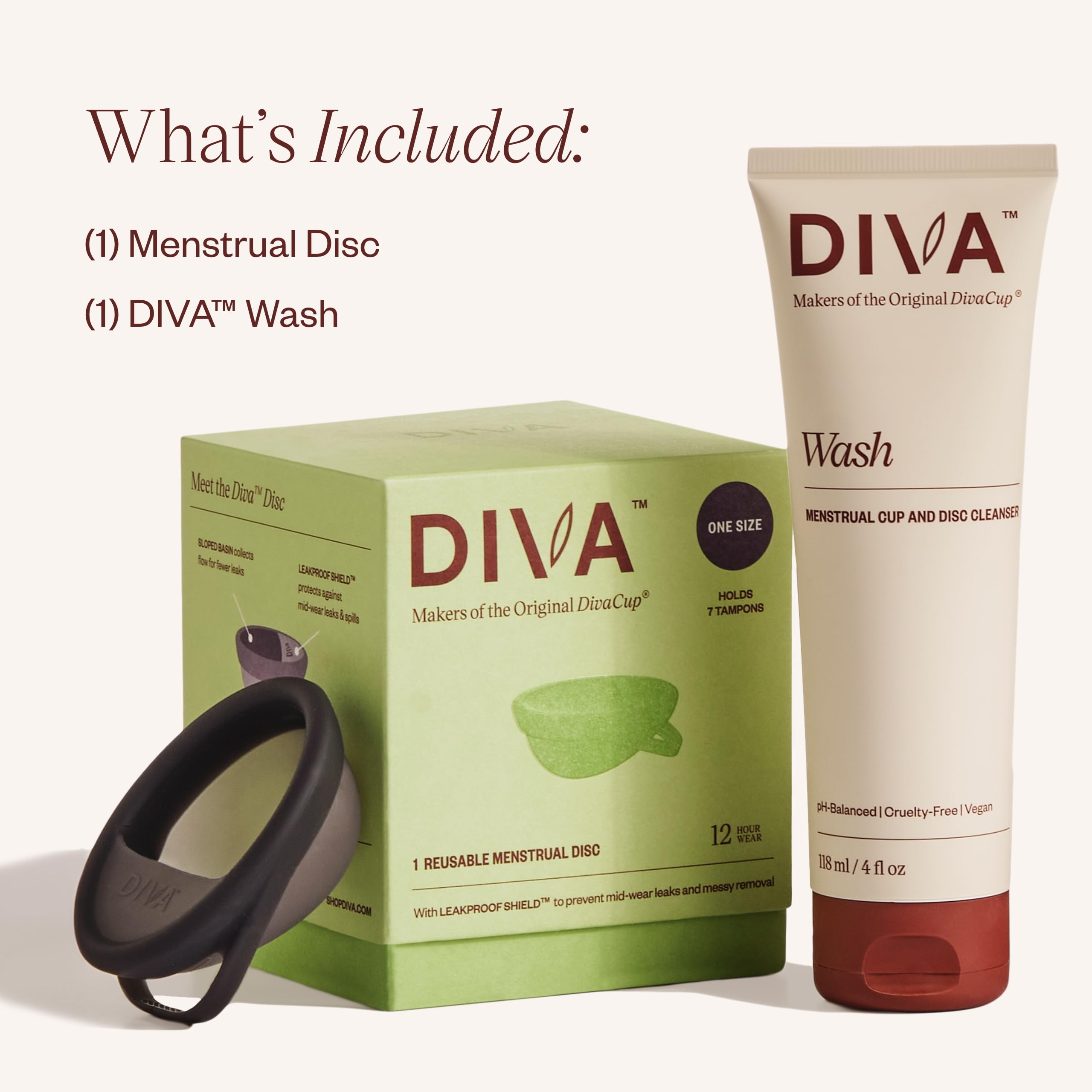 DIVA Disc avec capacité de 36 ml pour un flux prolongé.