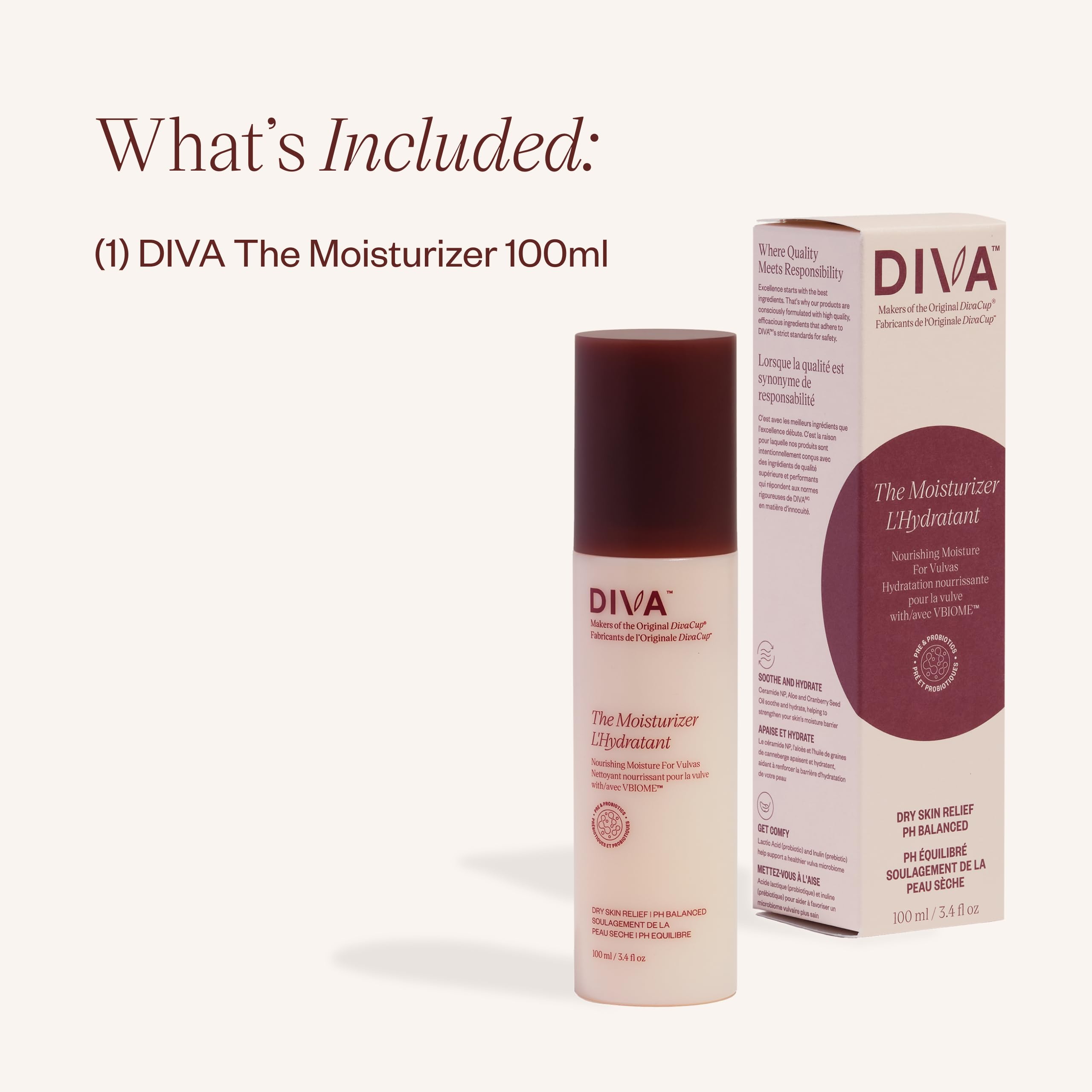 Hydratant DIVA 100 ml montre la plupart de sa formule hydratante.