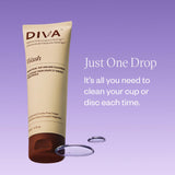 DIVA Wash formule 100% végétale: protège le silicone et équilibre le pH