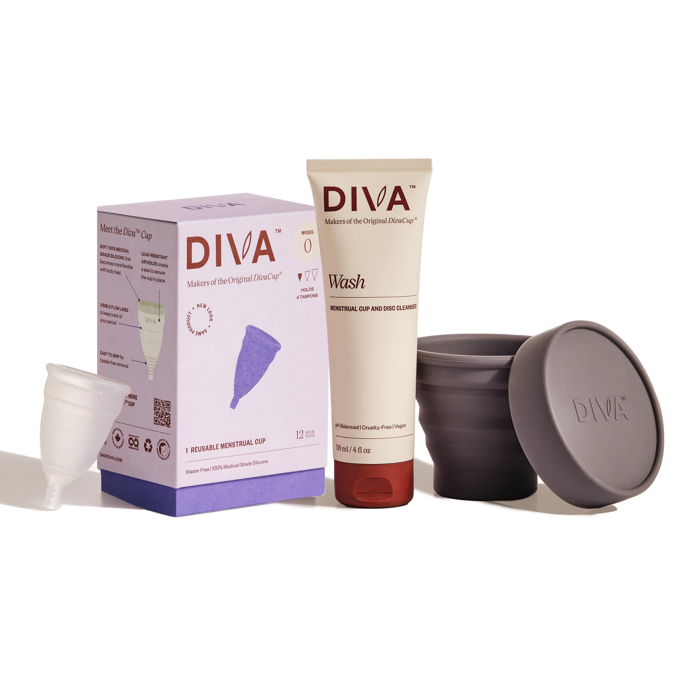 DivaCup coupe menstruelle en silicone médical, confort et sécurité pour un port discret.