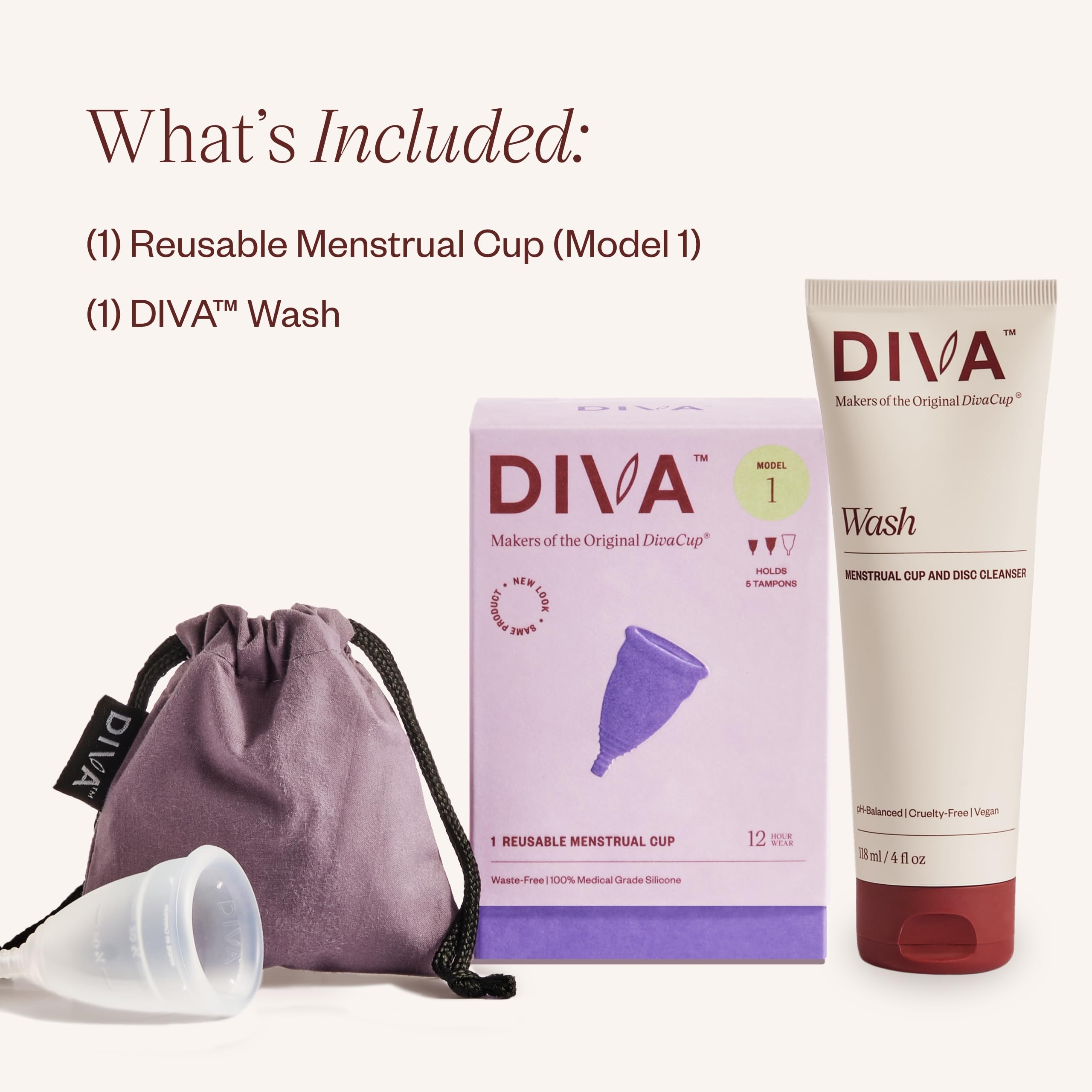 Diva Cup Modèle 1 montre sa capacité équivalente à cinq protections
