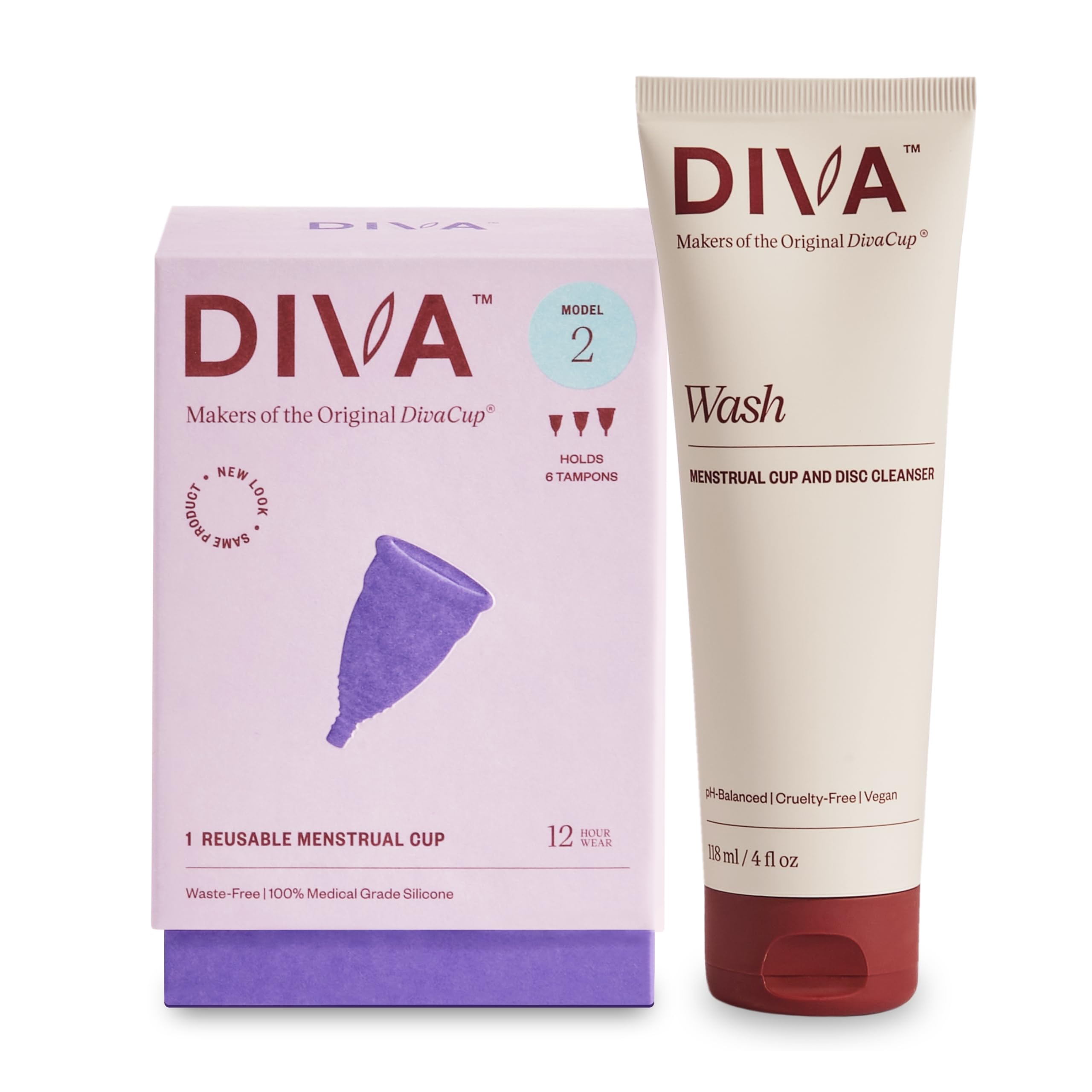 DivaCup Modèle 2, gobelet en silicone, prêt pour flux importants et confort.