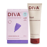 DivaCup Modèle 2, gobelet en silicone, prêt pour flux importants et confort.