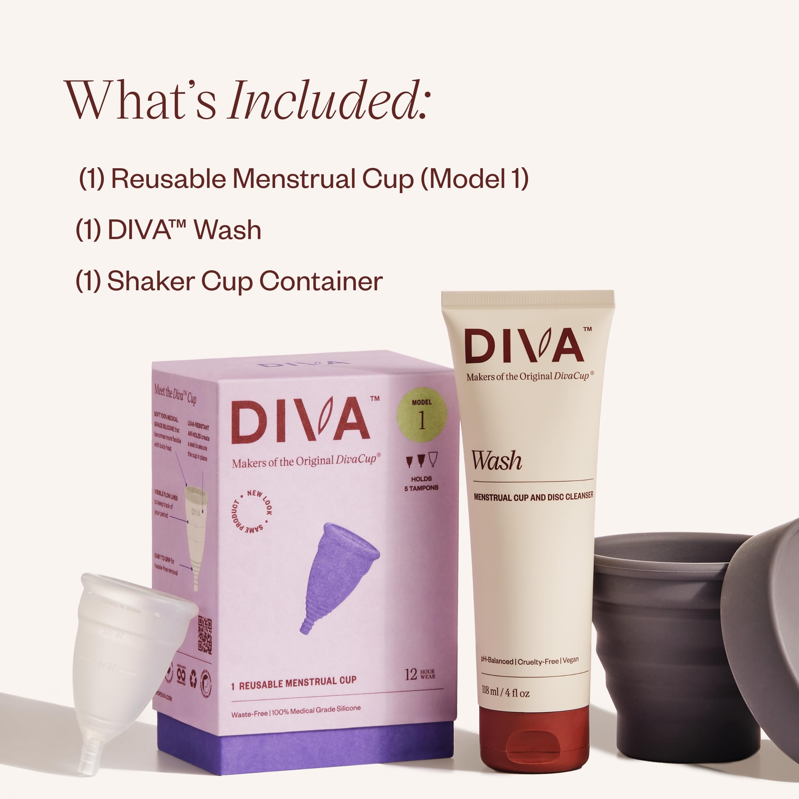DIVA Cup en silicone médical sans colorant, sécurité et durabilité.