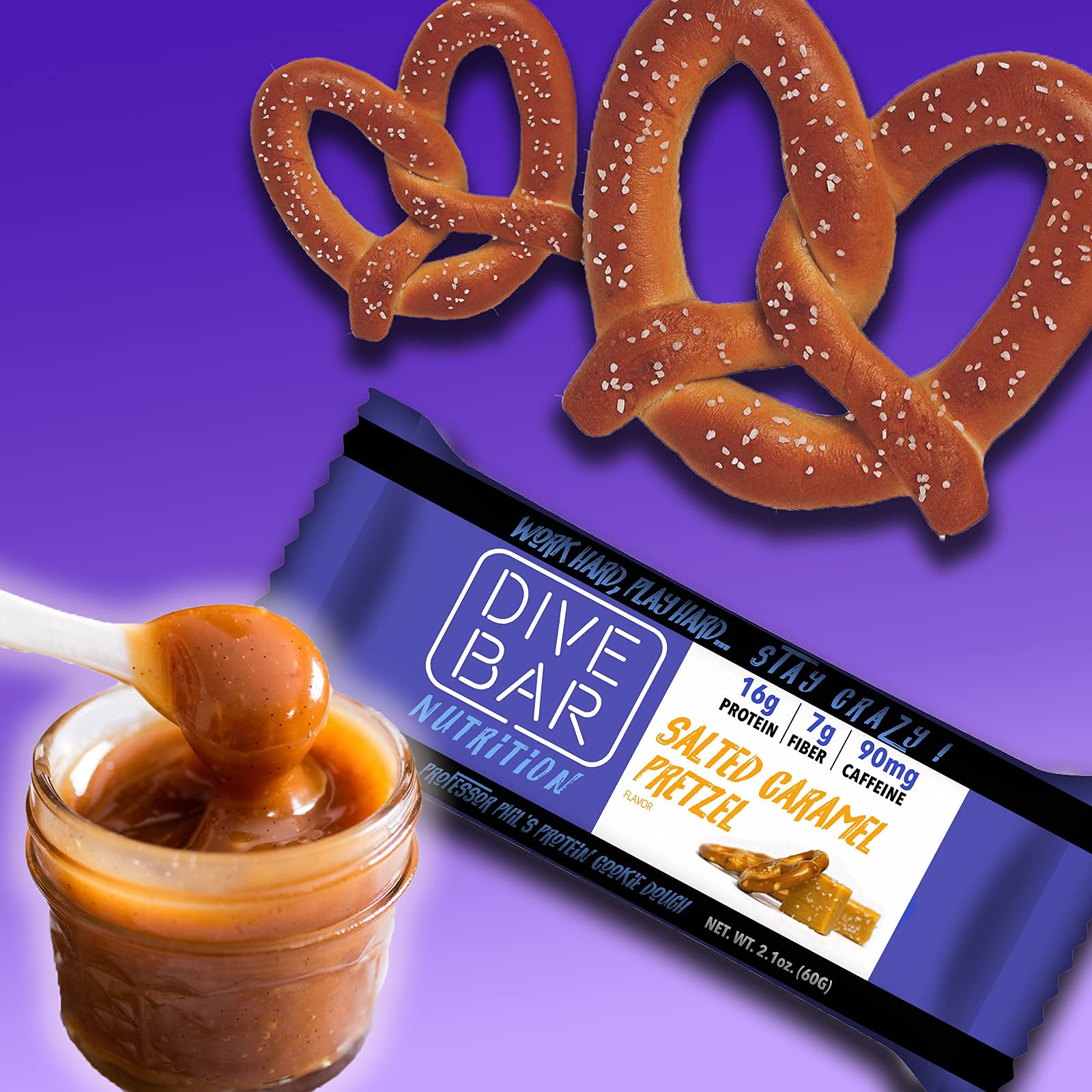 Pack de 4 barres Dive Bar Nutrition caffeinées, format à emporter et pratique.