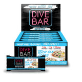 Barres protéinées caféinées Dive Bar Nutrition en gros plan, énergie durable pour votre journée.