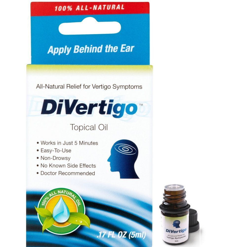 DiVertigo gouttes liquides près de l'oreille, soulagement potentiel des vertiges et nausées au quotidien.