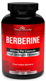 Divine Bounty Pure Berberine Complex, bouteille montrant le dosage élevé par capsule pour le soutien quotidien.