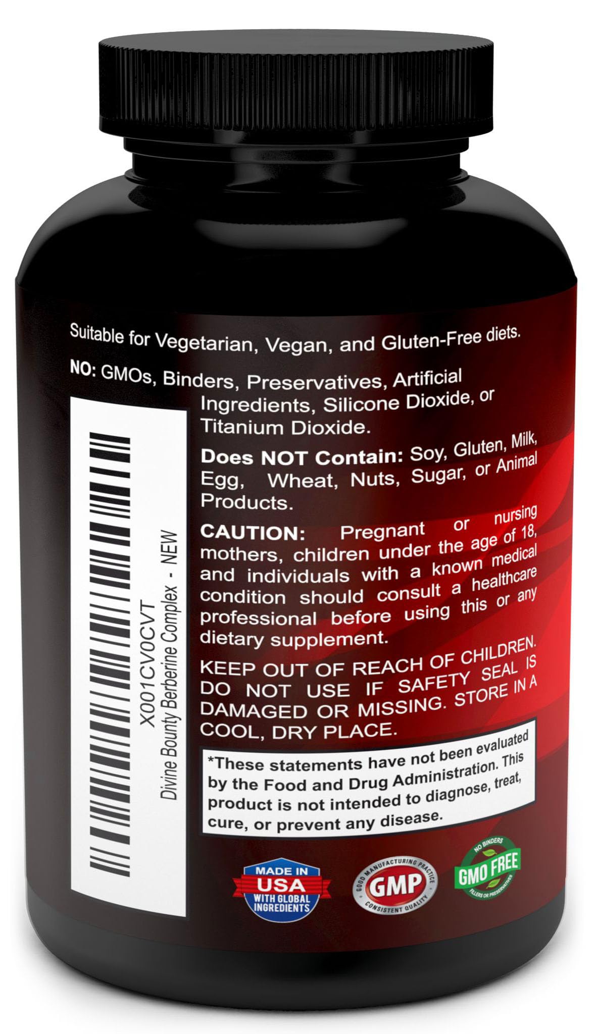 Divine Bounty, emballage clair et informatif, reflétant une formule pure et sans additifs pour l'usage quotidien.
