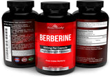 Divine Bounty Pure Berberine Complex, étiquette lisible avec conseils d'utilisation pour routine quotidienne.