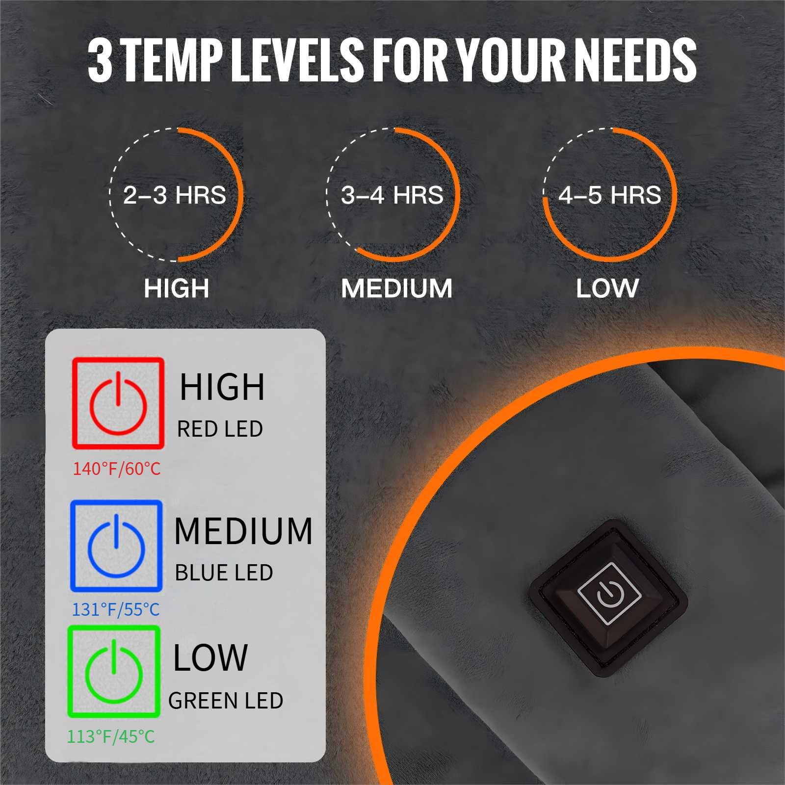 Diweez bouton de contrôle température avec les trois niveaux de chaleur