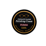 DJUAL polissage celluloïde sur montures pour fini lisse et brillant.