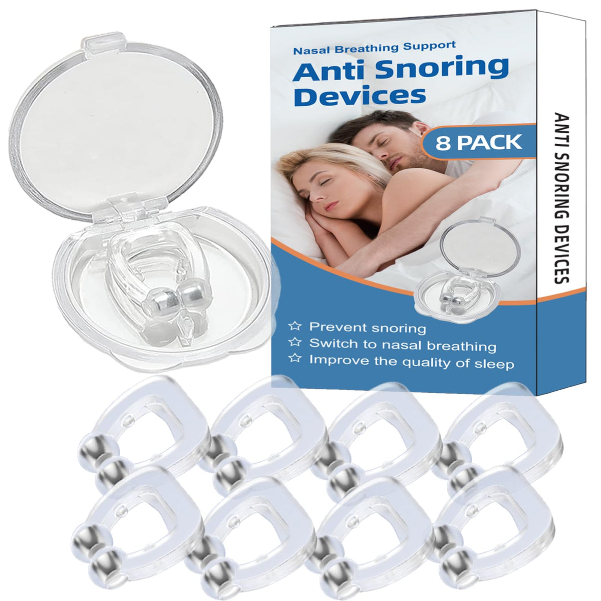 DKMambo Dispositifs anti-ronflement 8-pack, solution pratique pour le sommeil.