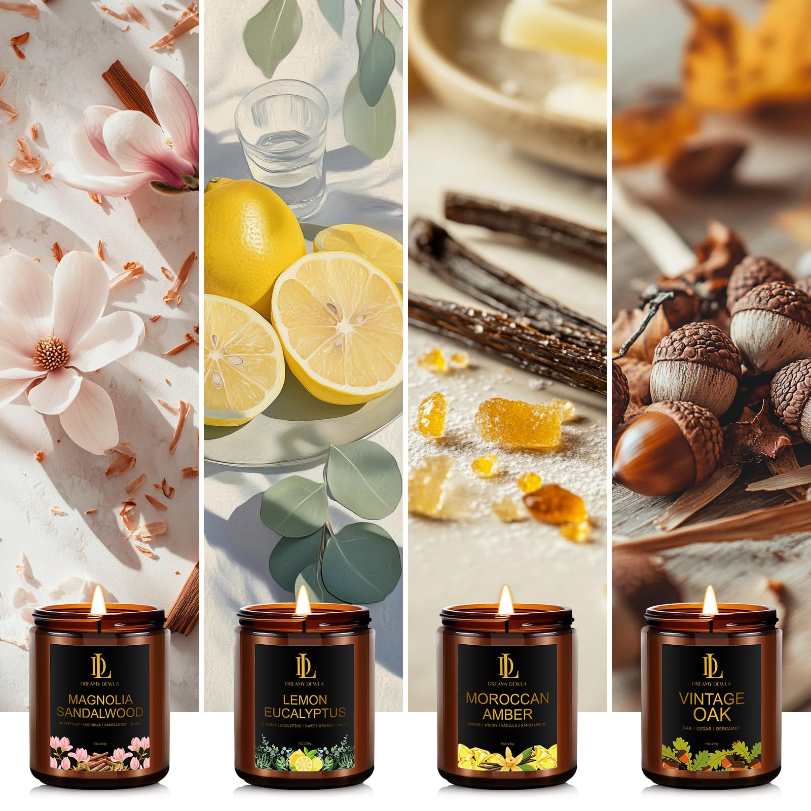 Bougie DL DREAMY DEWLA citron eucalyptus, parfum frais et énergisant.